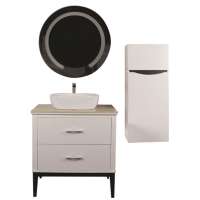 Popular matte white bathroom vanity with wall hung side cabinet