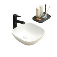 78159MW no tap cabinet top lavabo dining room washing basin ceramic small square matte white bathroom sinks