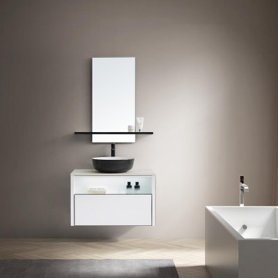 simple design glossy white bathroom furniture bathroom cabinet vanities aluminum edge wrapped