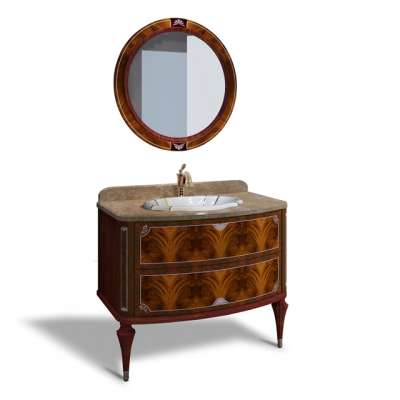 baroque antique royal bathroom vanity cabinets with golden ceramic basin natural rosewood veneer