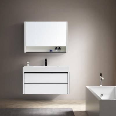 simple design glossy white bathroom furniture bathroom cabinet vanities aluminum frame banding