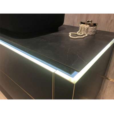 luxury design Italian porcelain bathroom vanity with above counter basin cabinets aluminum frame